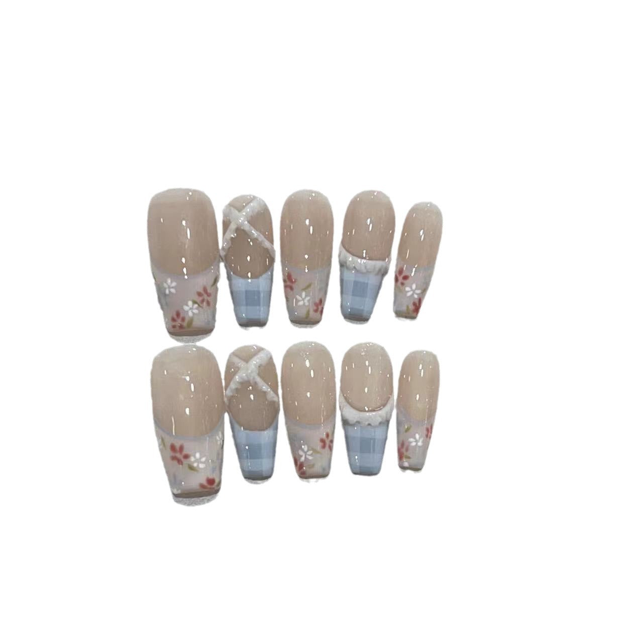 Florales Design Acryldruck-Nagelset Brehn