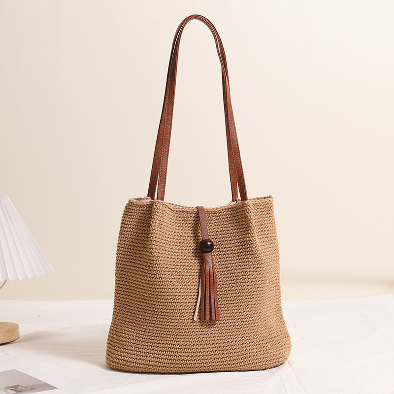 Damen Handgefertigte Shopper Tasche mit dekorativem Quastendetail Brehn
