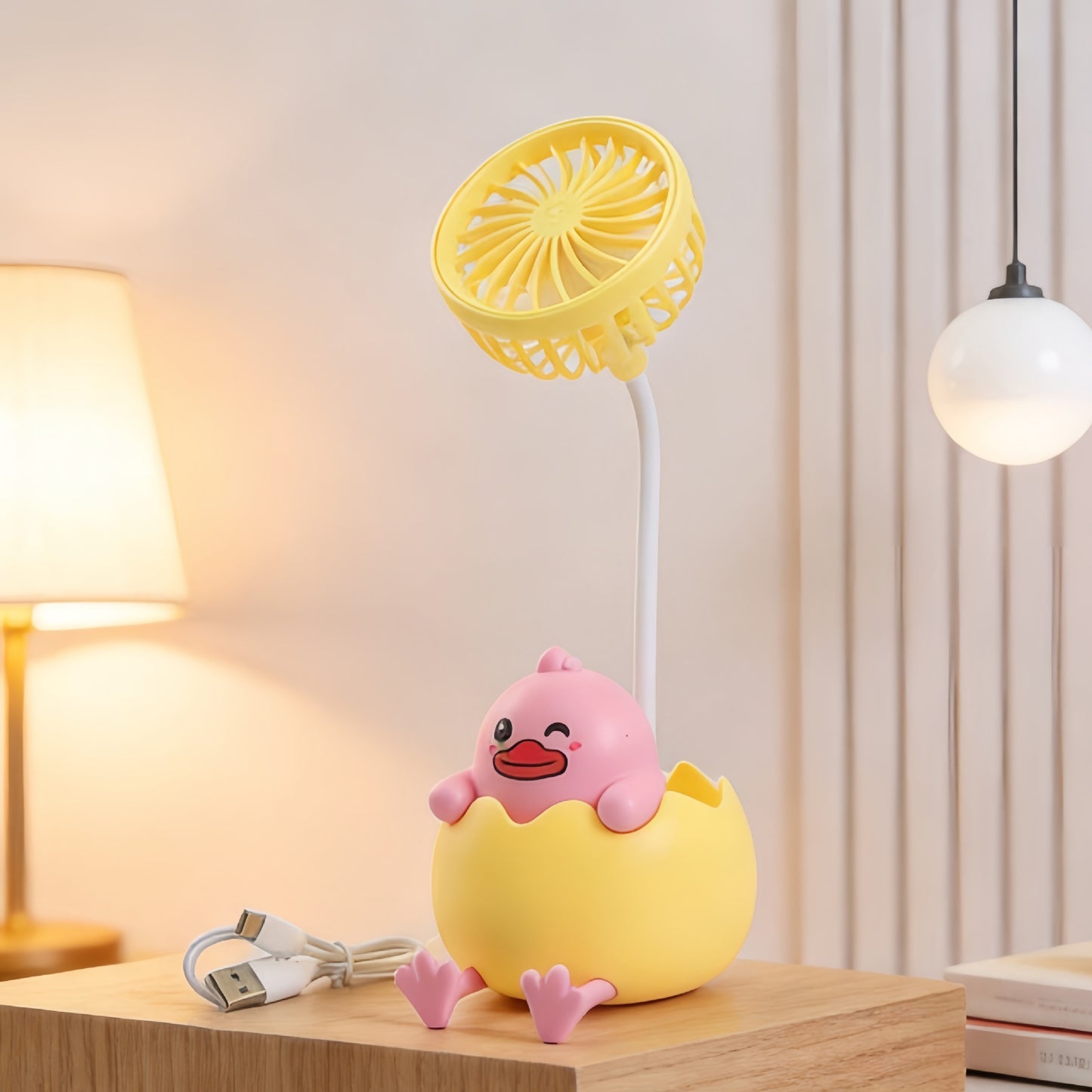 Damen Tischventilator mit verspieltem Entenmotiv und USB-LED-Beleuchtung Brehn