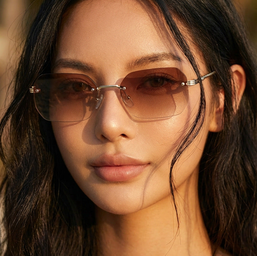 Damen geometrische Sonnenbrille mit filigranem Metallrahmen Brehn