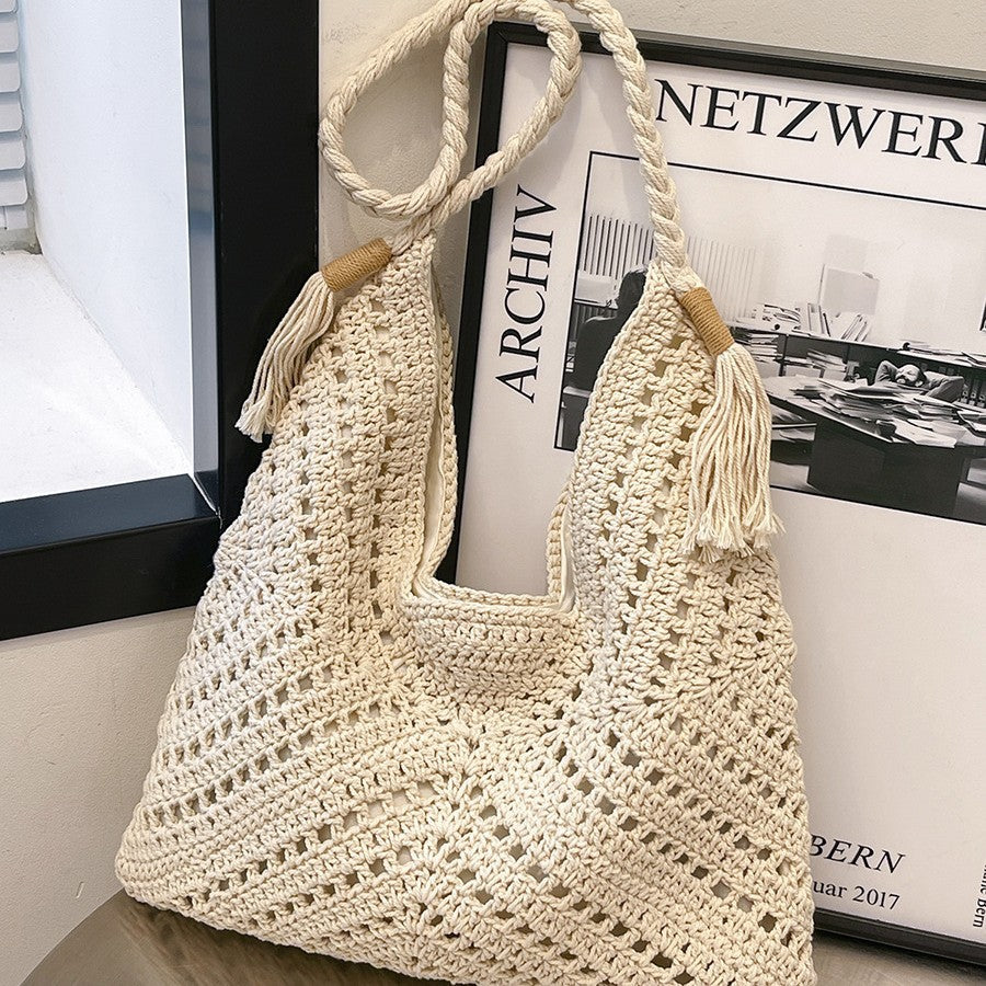 Handgeknüpfte Strandtasche mit Quasten Brehn