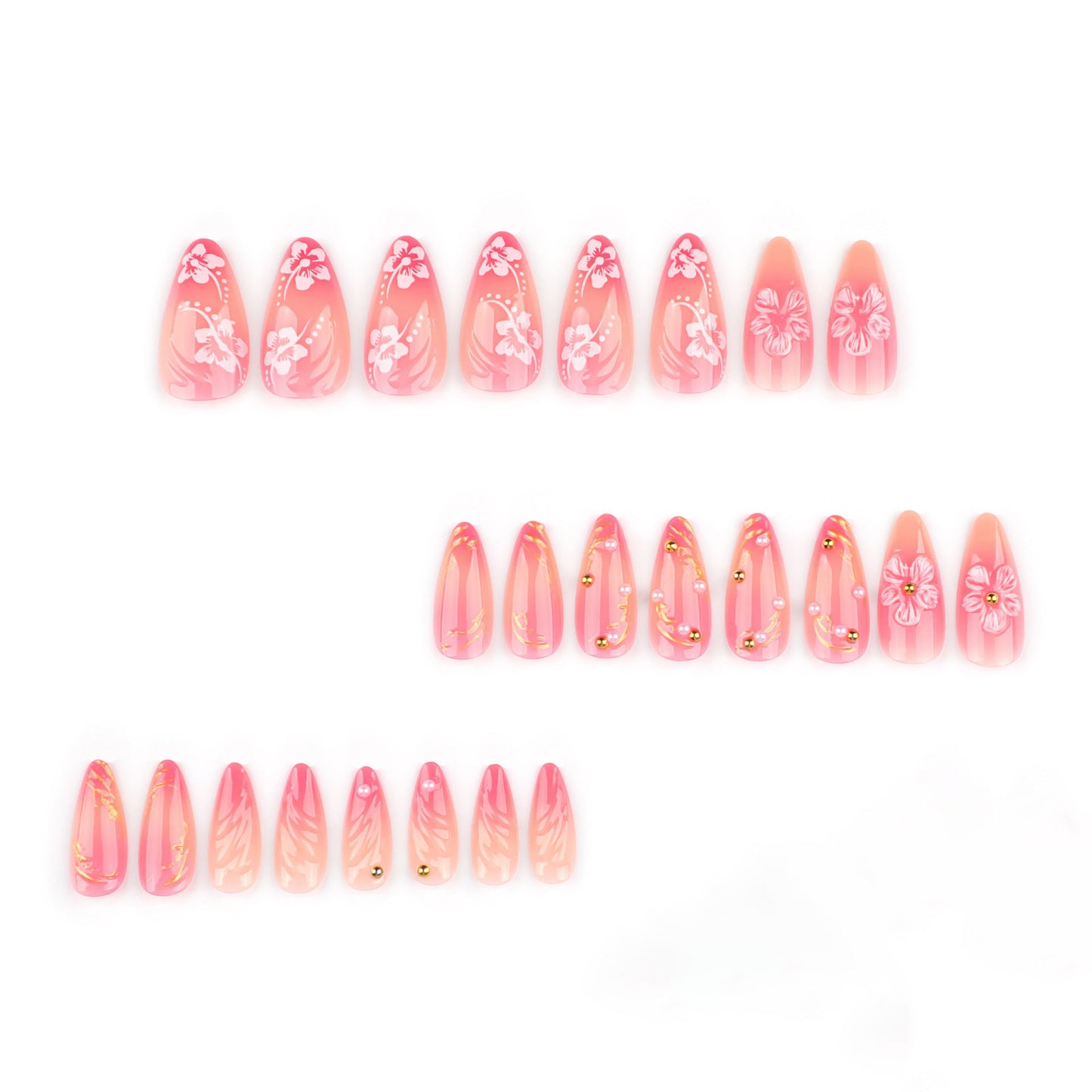Blumen- und Dekorative Press-On Nagelset Brehn