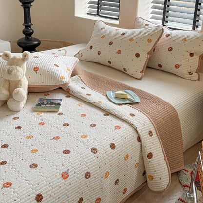 Umkehrbare gesteppt Blumen Baumwoll Bettüberwurf Set mit Mikro-Steppnaht und gepaspelten Kissenbezügen