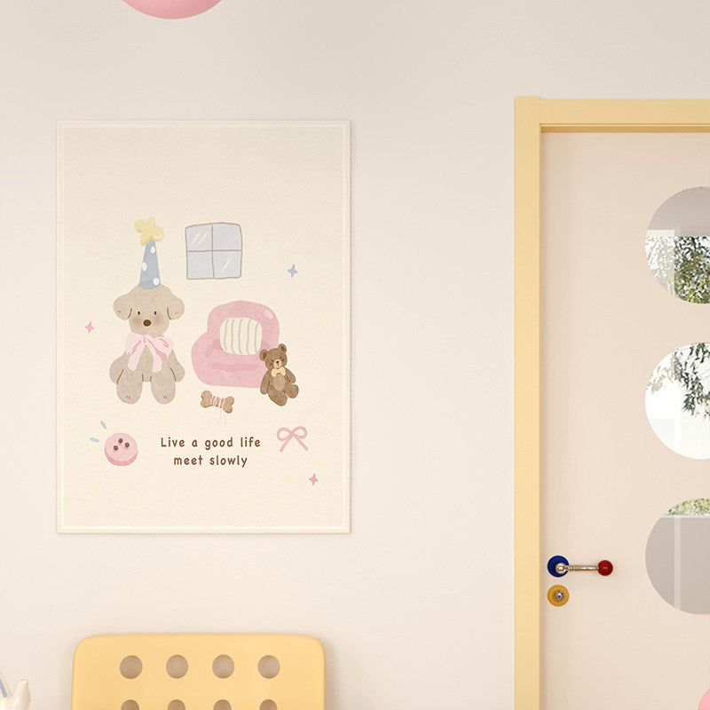 Cute Cartoon Mug Illustration Framed Wall Art Print for Kitchen & Nursery