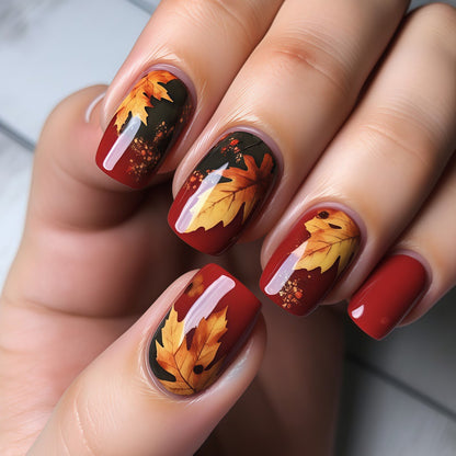 Kunstnägel mit Herbstlaub-Motiv Brehn