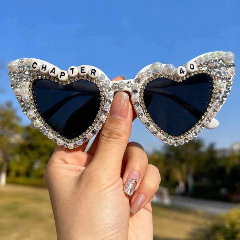 Herzförmige mit Perlen verzierte Sonnenbrille Brehn