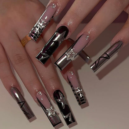 Glamouröse Metallische Press-On Nägel