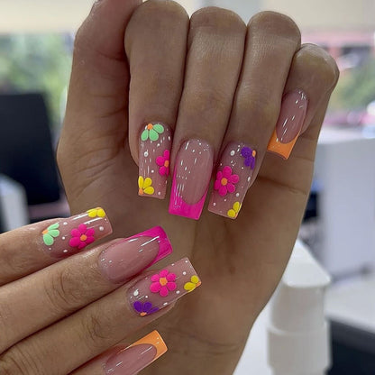 Vibrante Florale Nagelkunst Erweiterungen Brehn