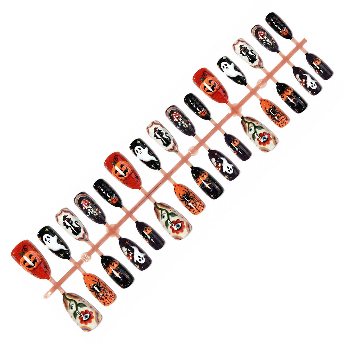 Festliches Kunstnagelset mit gruseligen Halloween-Motiven Brehn