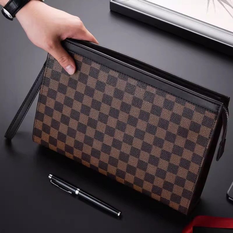 Leder Kariertes Dokumenten-Clutch Brehn