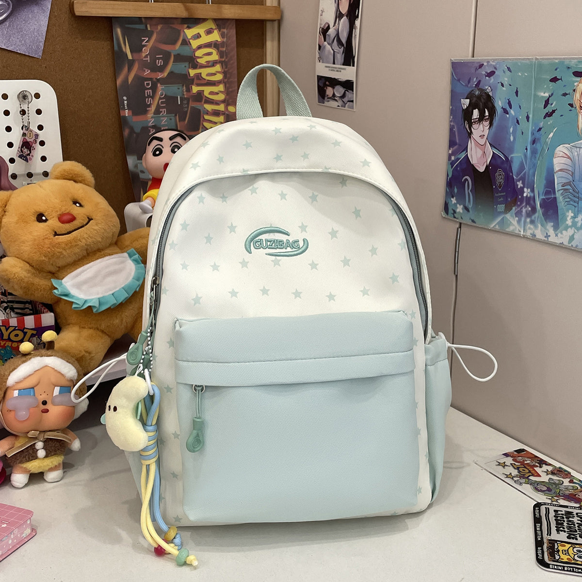 Stylische bedruckte Rucksack mit lustigen Charakterakzenten Brehn