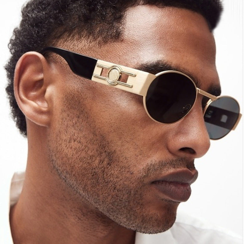 Damen runde Sonnenbrille mit modischem Metallrahmen und UV-Schutz Brehn