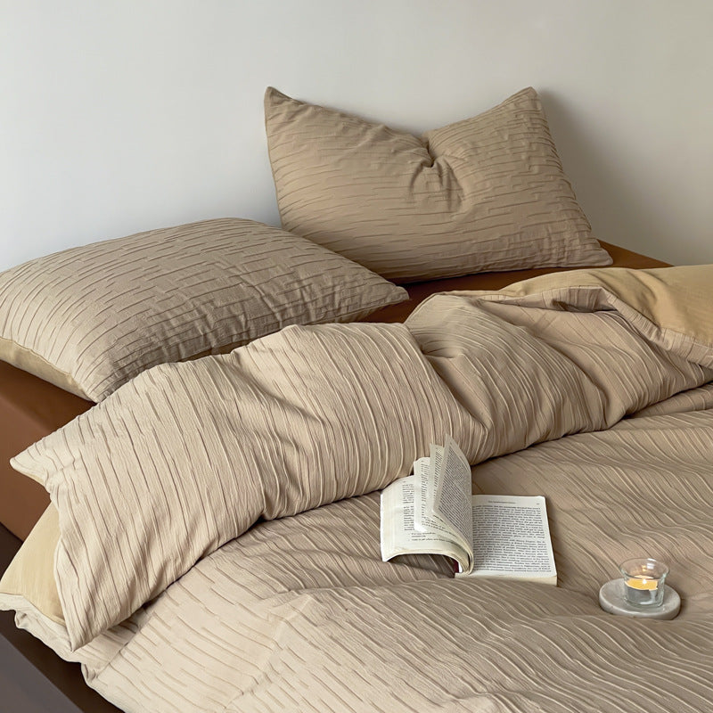 Steppbettwäsche-Set aus Baumwoll-Satin mit feiner Rippstruktur