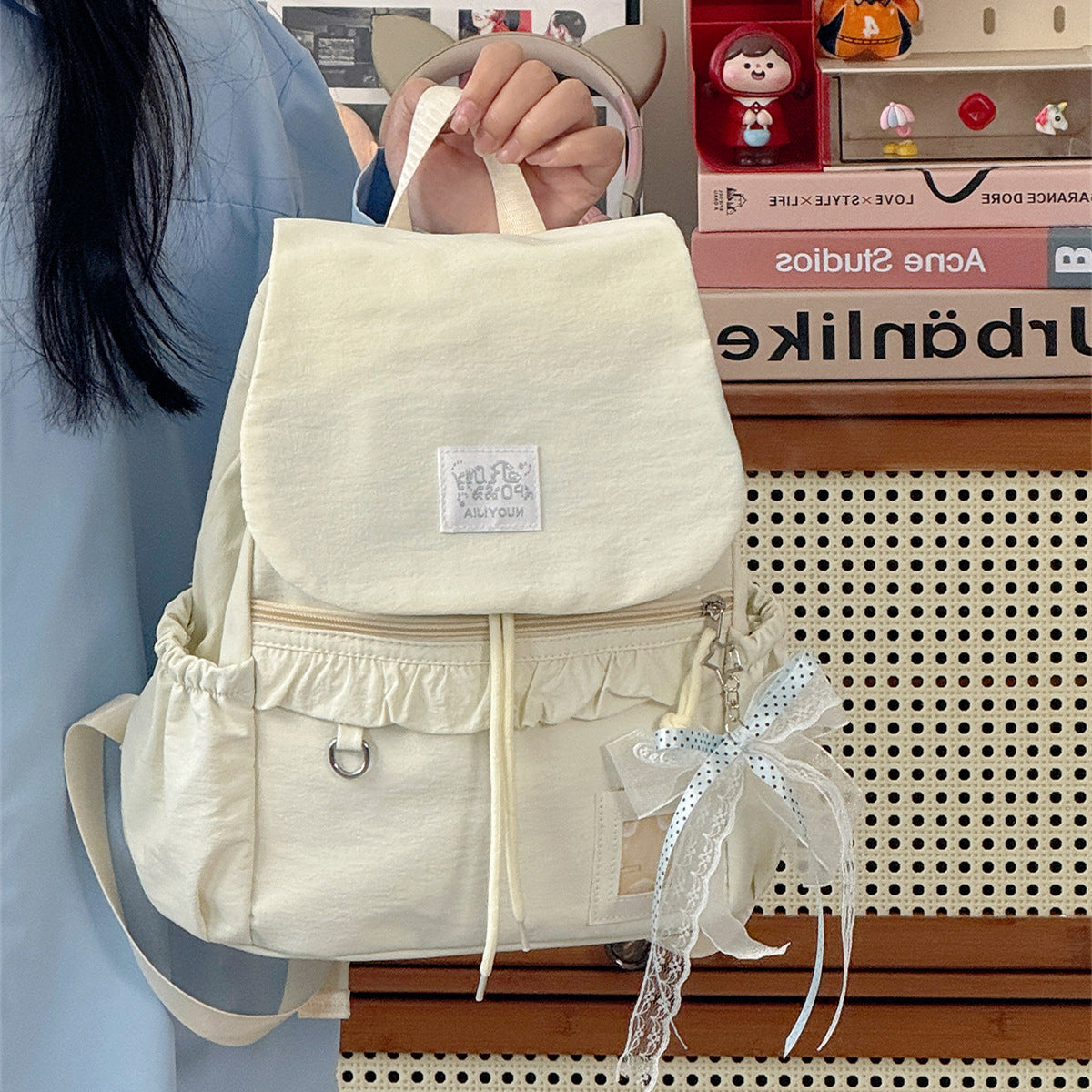 Stylischer Rüschendesign Schulrucksack Brehn