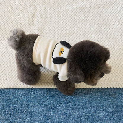 Plüsch-Fleece-Hundepullover mit gesticktem Affenpatch