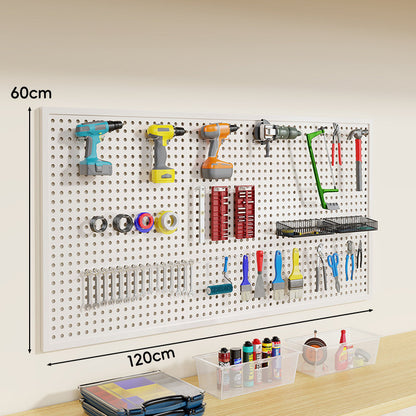 Wandmontierter Lochblech-Werkzeug-Pegboard-Organizer mit modularen Haken und Drahtkörben