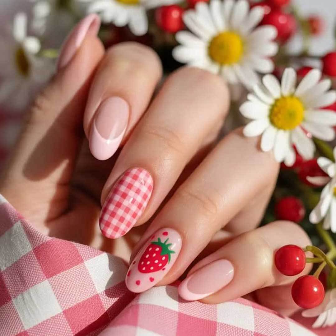 Erdbeer-Themen-Nagelkunst-Set