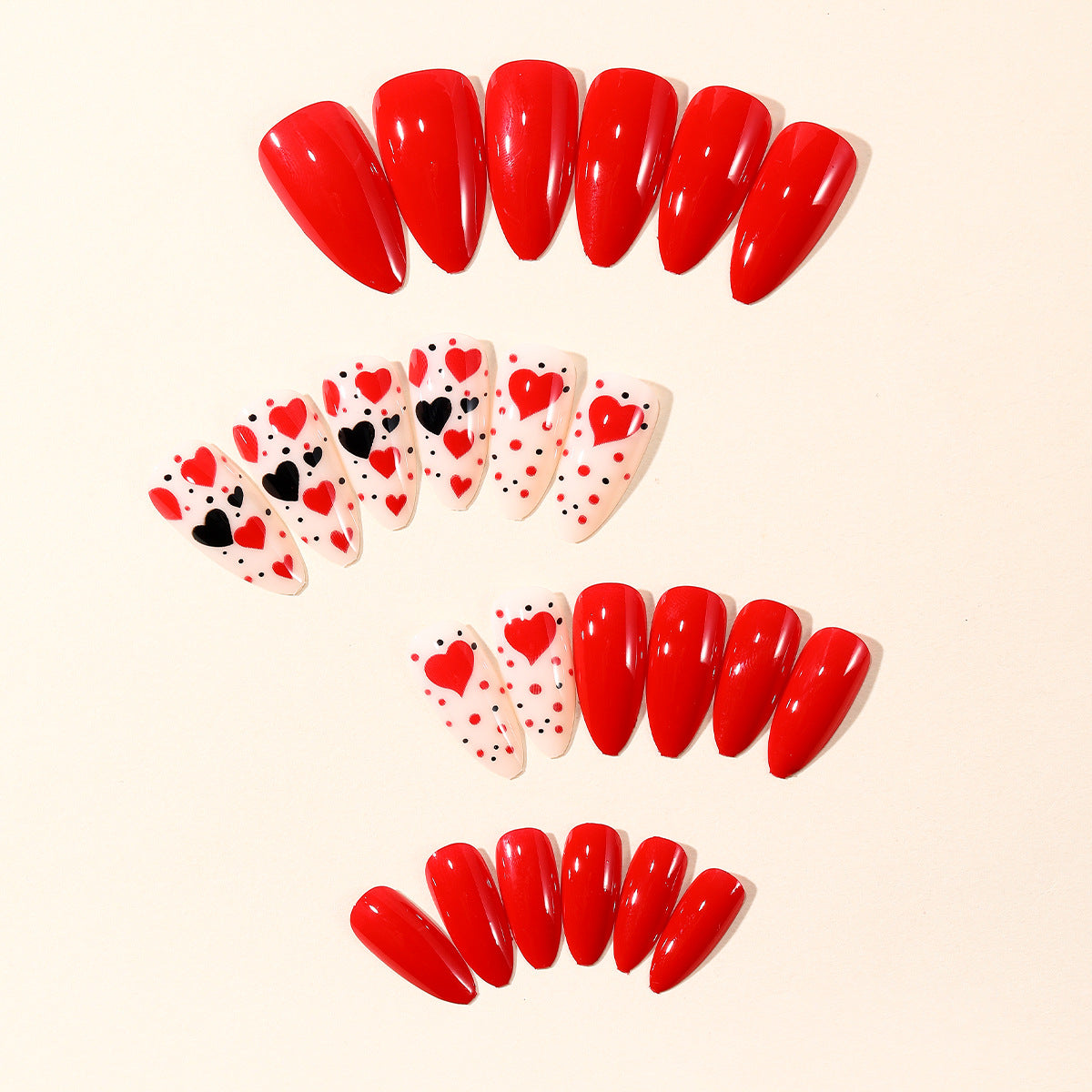 Herz-Themen Press-On Nagelkunst Set Brehn