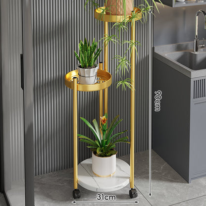 Rolling Vertical Plant Stand mit Marmor-Effekt-Basis und arretierbaren Rollen