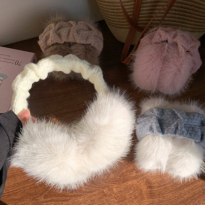 Plüsch-Faux-Fur-Winterohrenschützer mit gestepptem Strickkopfbund Brehn