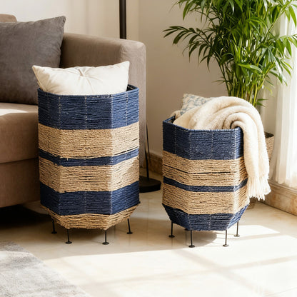 Stilvoller Wäschekorb aus Rattan mit Metallbeinen Brehn