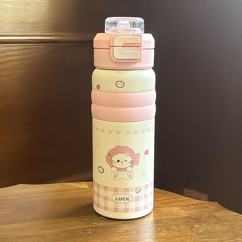 Damen Isoliertrinkflasche mit sicherem Klappverschluss und niedlichem Hundemotiv Brehn