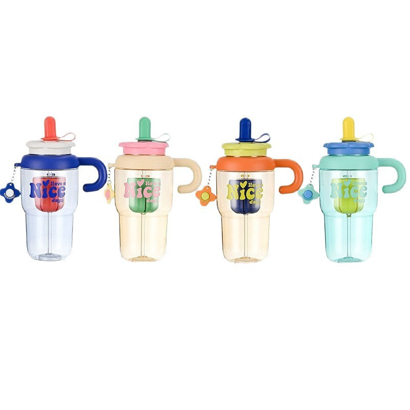 Unisex Trinkbecher mit integriertem Strohhalm und Auslaufschutz Brehn