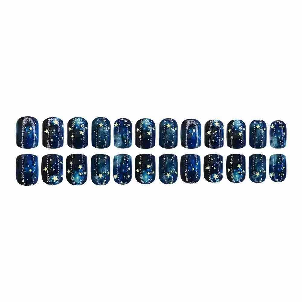 Kunstnagelset mit funkelnden Sternen und kosmischen Motiven Brehn