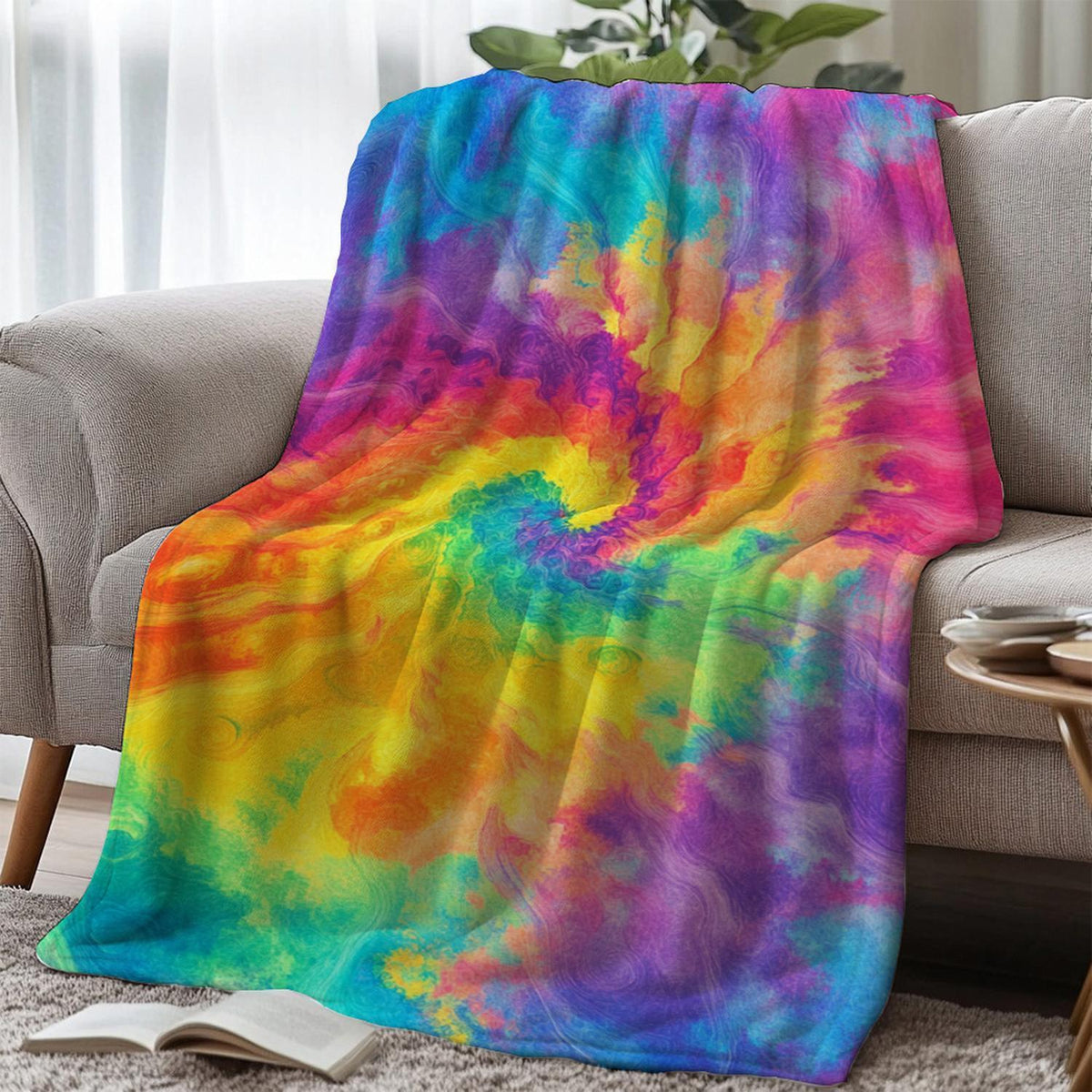Lebhaftes Batik-Fleece-Wurfdecke