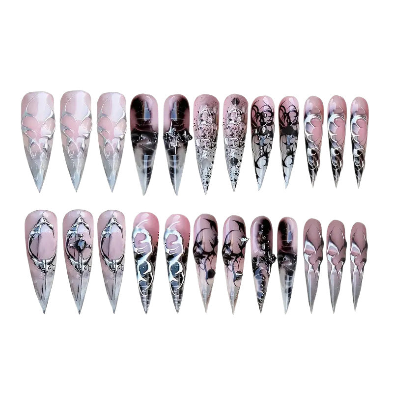 Künstlerische Gothic Stiletto Press-On Nägel Brehn