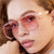 Damen modische Oversized-Sonnenbrille mit eleganter, facettierter Rahmenkonstruktion Brehn