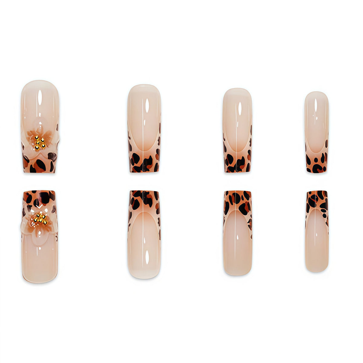 Premium dekorative Press-On Nagelkunst mit Leopardenmuster-Akzenten Brehn