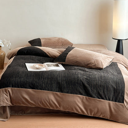 Luxuriöses Samt-Bettwäsche-Set mit floralem Relief und Satin-Rahmen