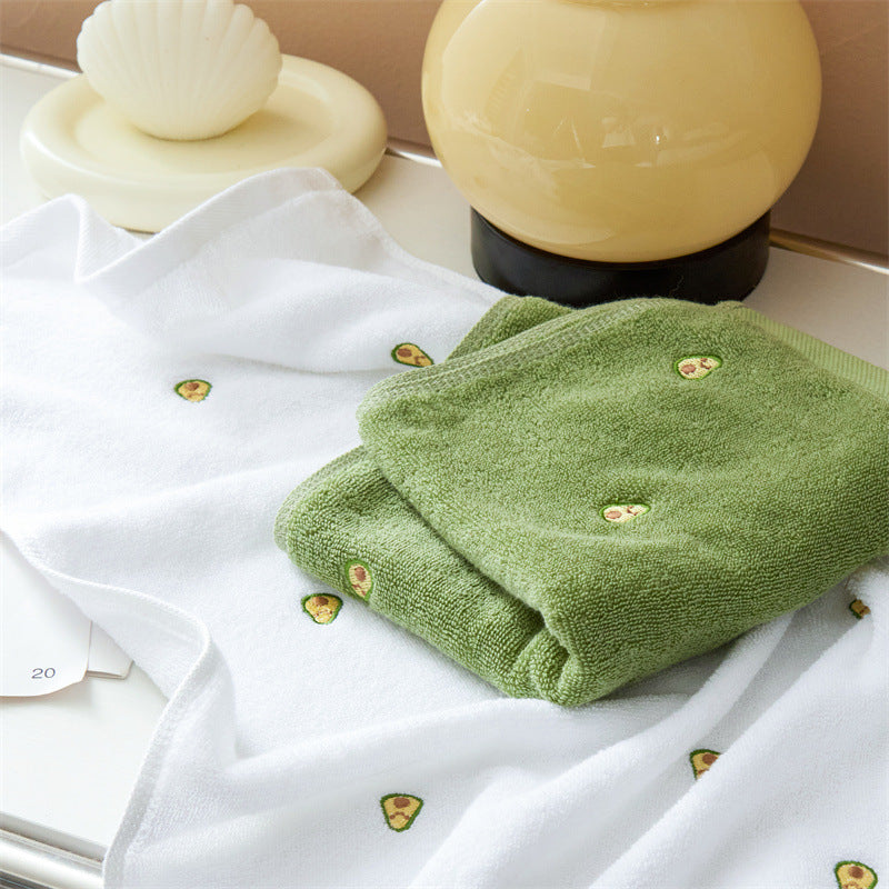 Hochsaugfähiges Hand- und Duschtuch-Set mit Avocado-Stickerei
