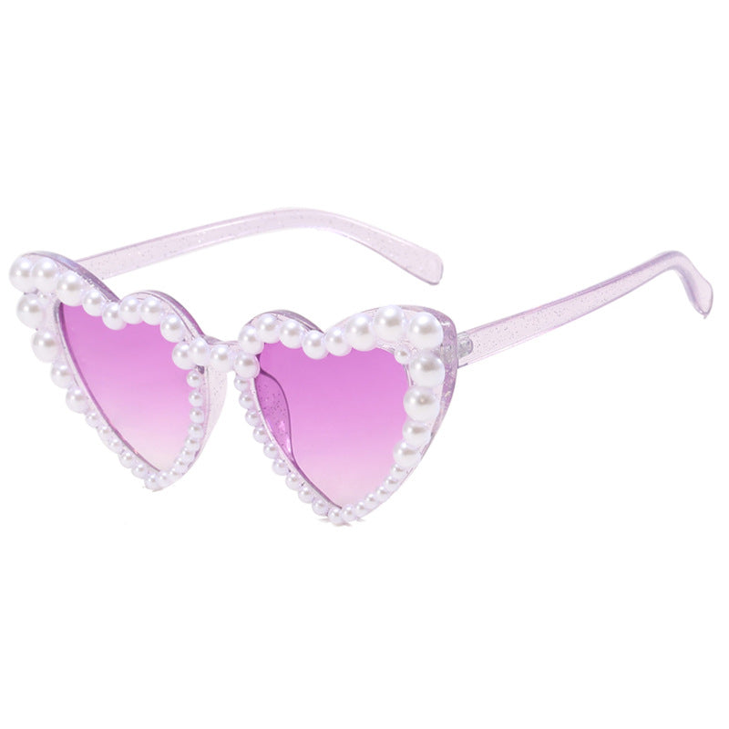 Damen Herzförmige Sonnenbrille mit perlverziertem Rahmen Brehn