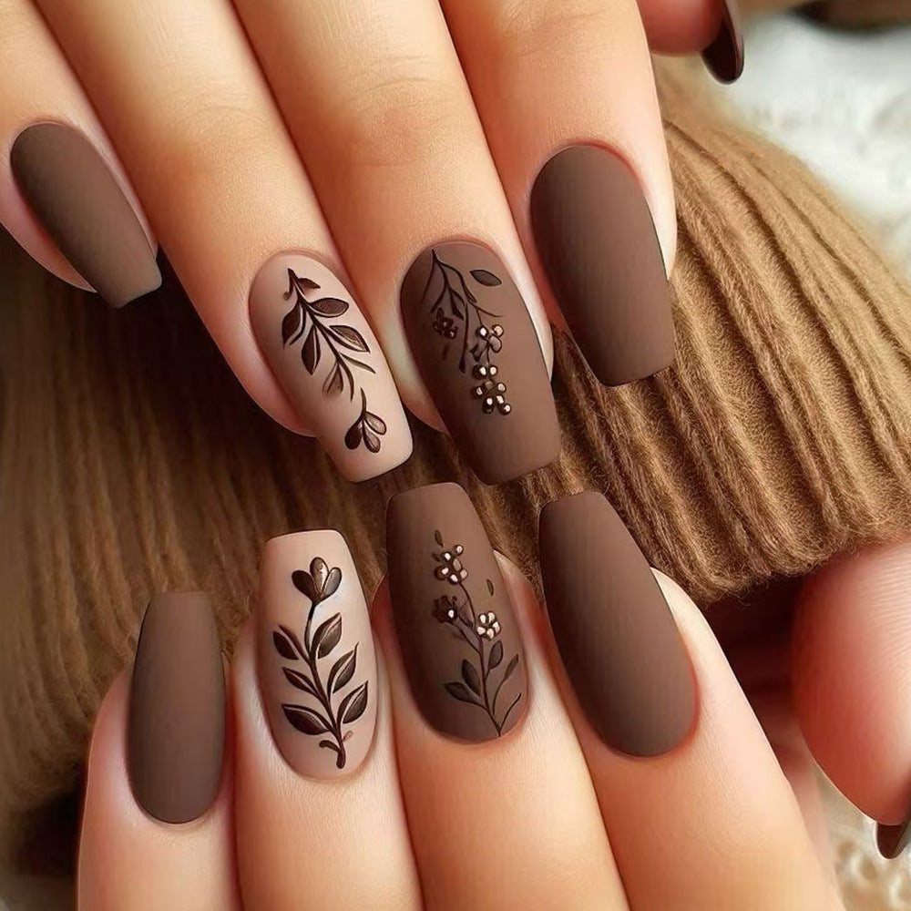 Elegante florale matte Press-On Nägel Brehn