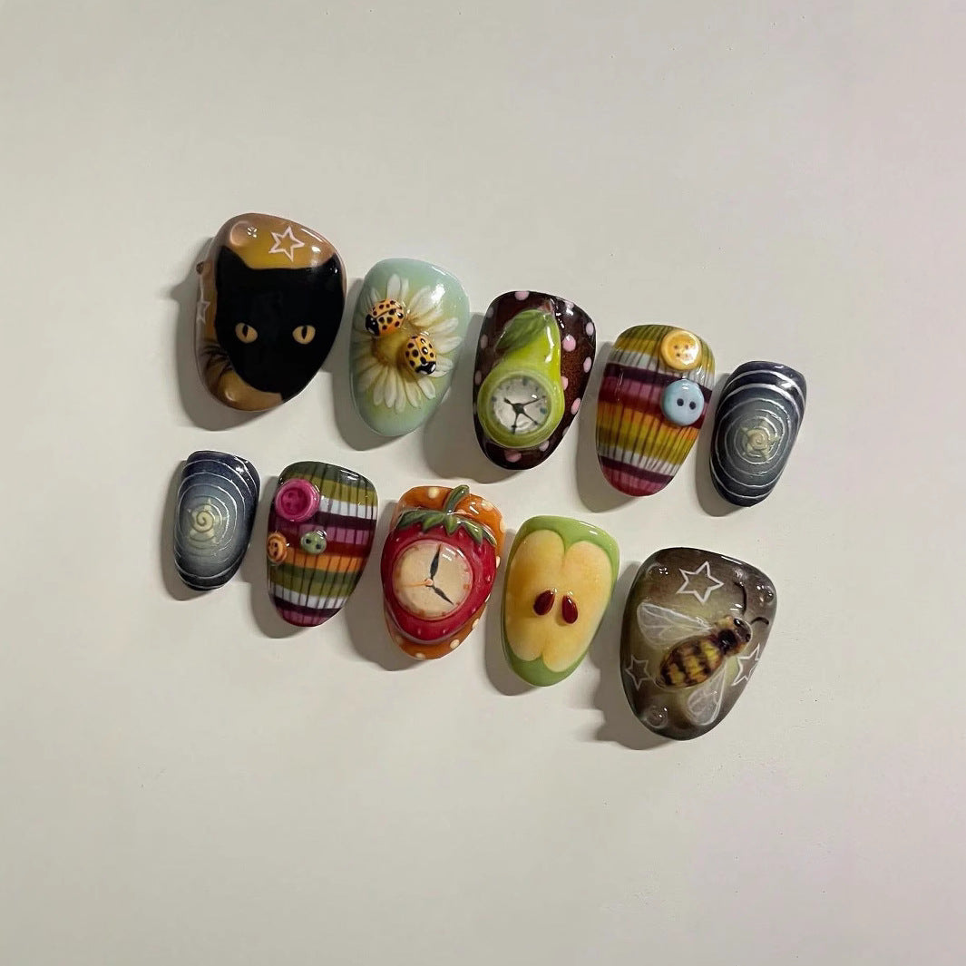 Künstlerische ozeanische Press-On-Nagelkunst Brehn