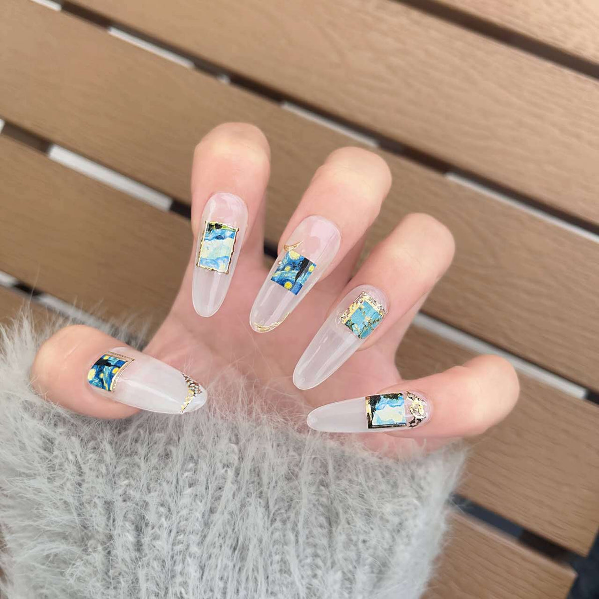 Künstlerisches Naturthemen-Press-On-Nagelset