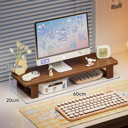 Bambus-Desktop-Monitorständer mit Unterregal-Tastaturlagerung und Kabelmanagement