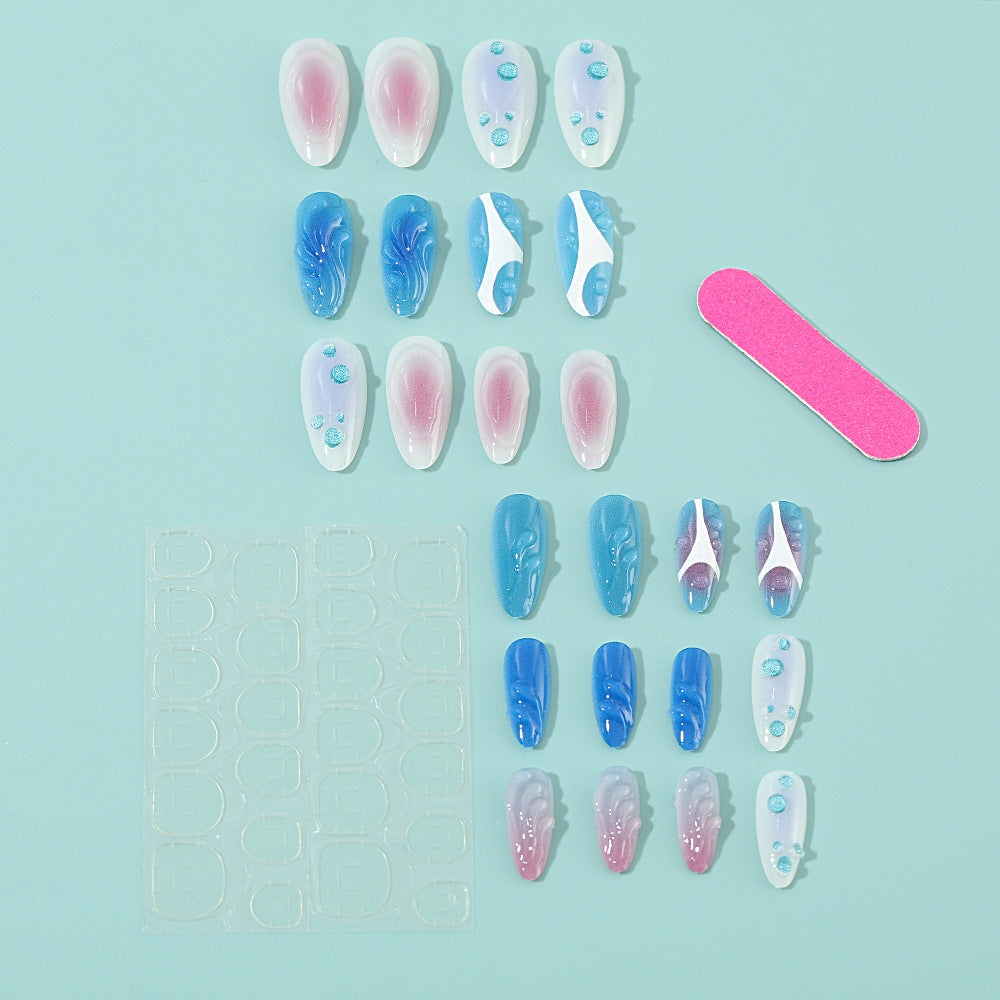 Kunstnagel Set mit modernen Aqua-Designs Brehn