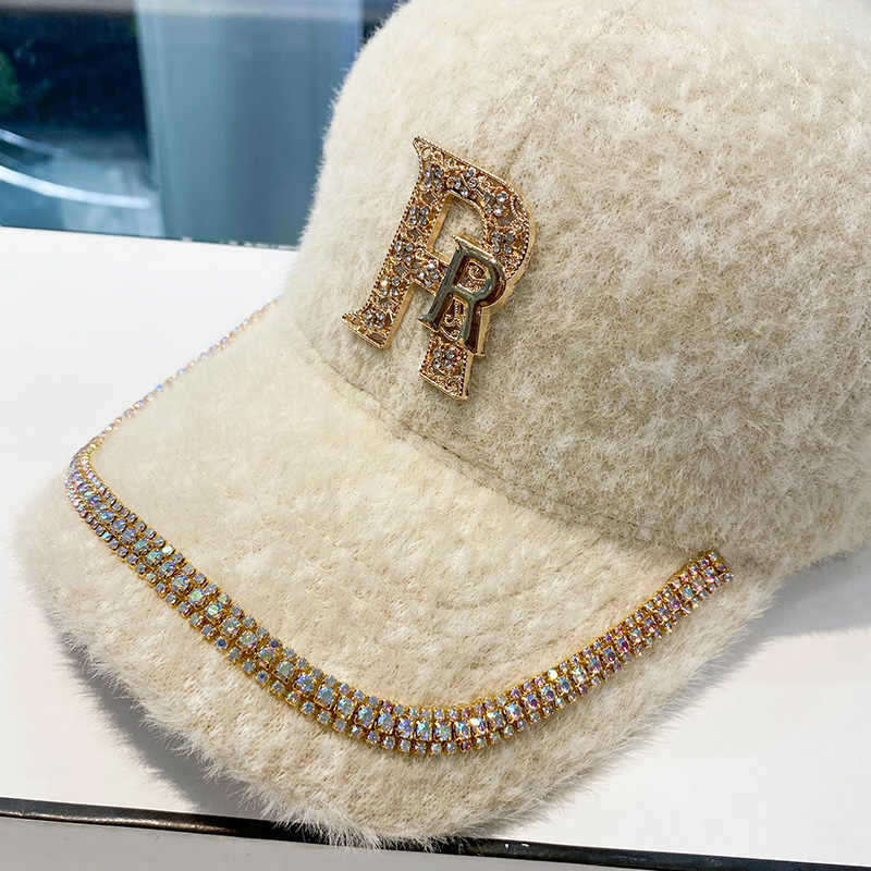 Damen Luxuriöse Fleece Verziertes Baseball Cap Brehn