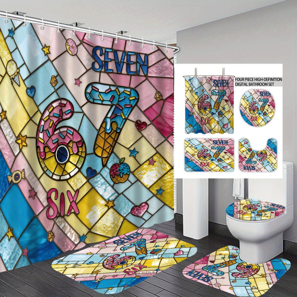 Buntes Dessert-Themen Badezimmer Set Brehn