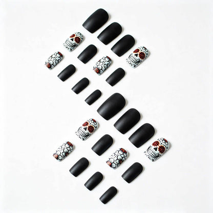 Künstlerisches Skull- und Blumen-Nail-Art-Set