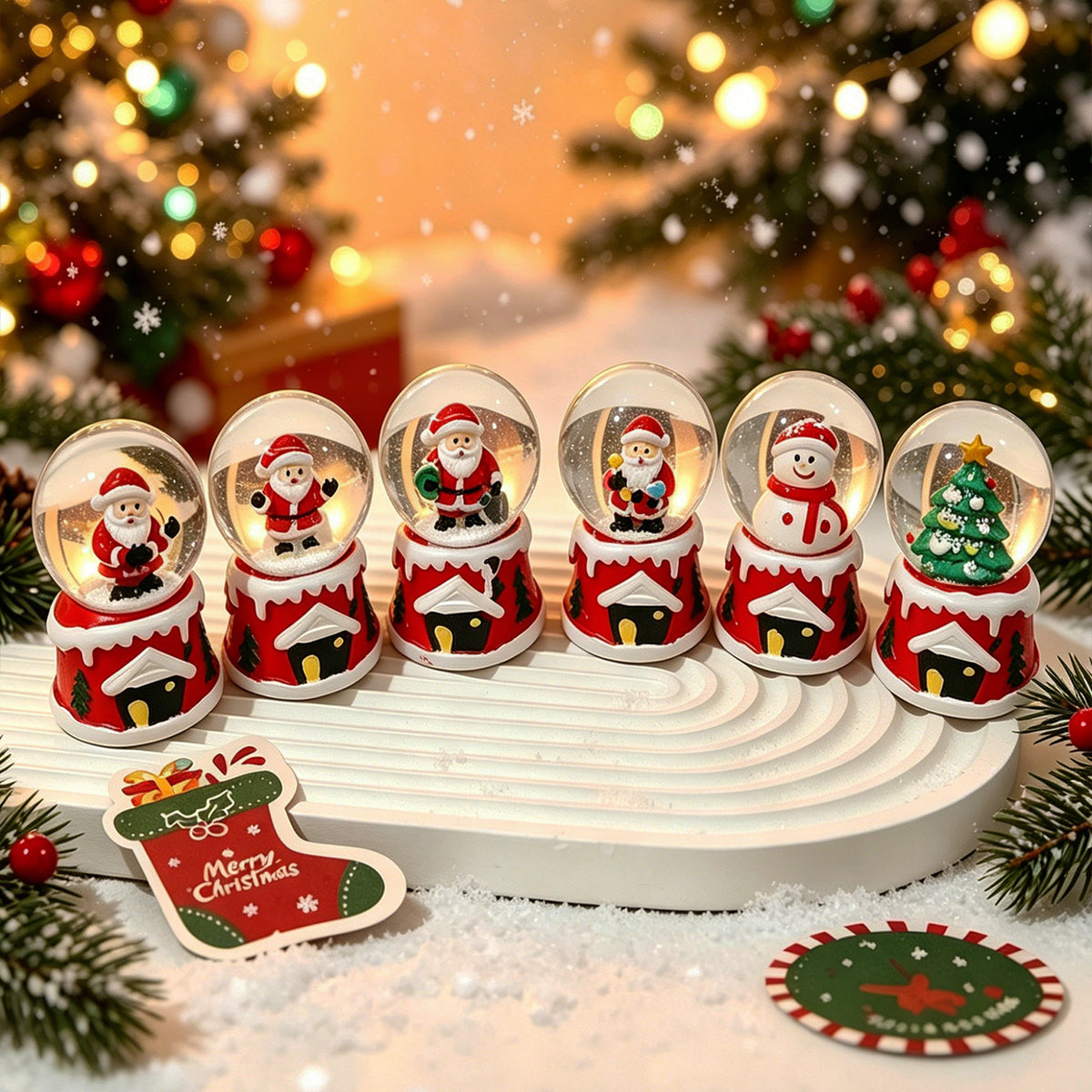 Zauberhafte Weihnachts-Schneekugel Figuren Brehn