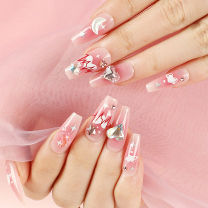 Kunstvolle Gel-Nägel mit Glamourösen Verzierungen Brehn