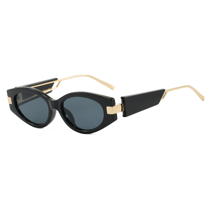 Damen elegante Cat-Eye Sonnenbrille mit goldenen Akzenten Brehn