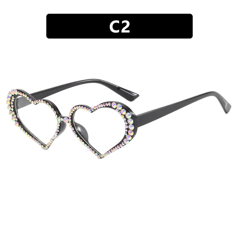 Damen Herzförmige Sonnenbrille mit strassbesetztem Rahmen Brehn