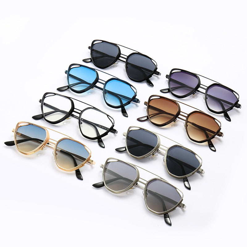 Damen extravagante Sonnenbrille im modernen Polygon-Design Brehn