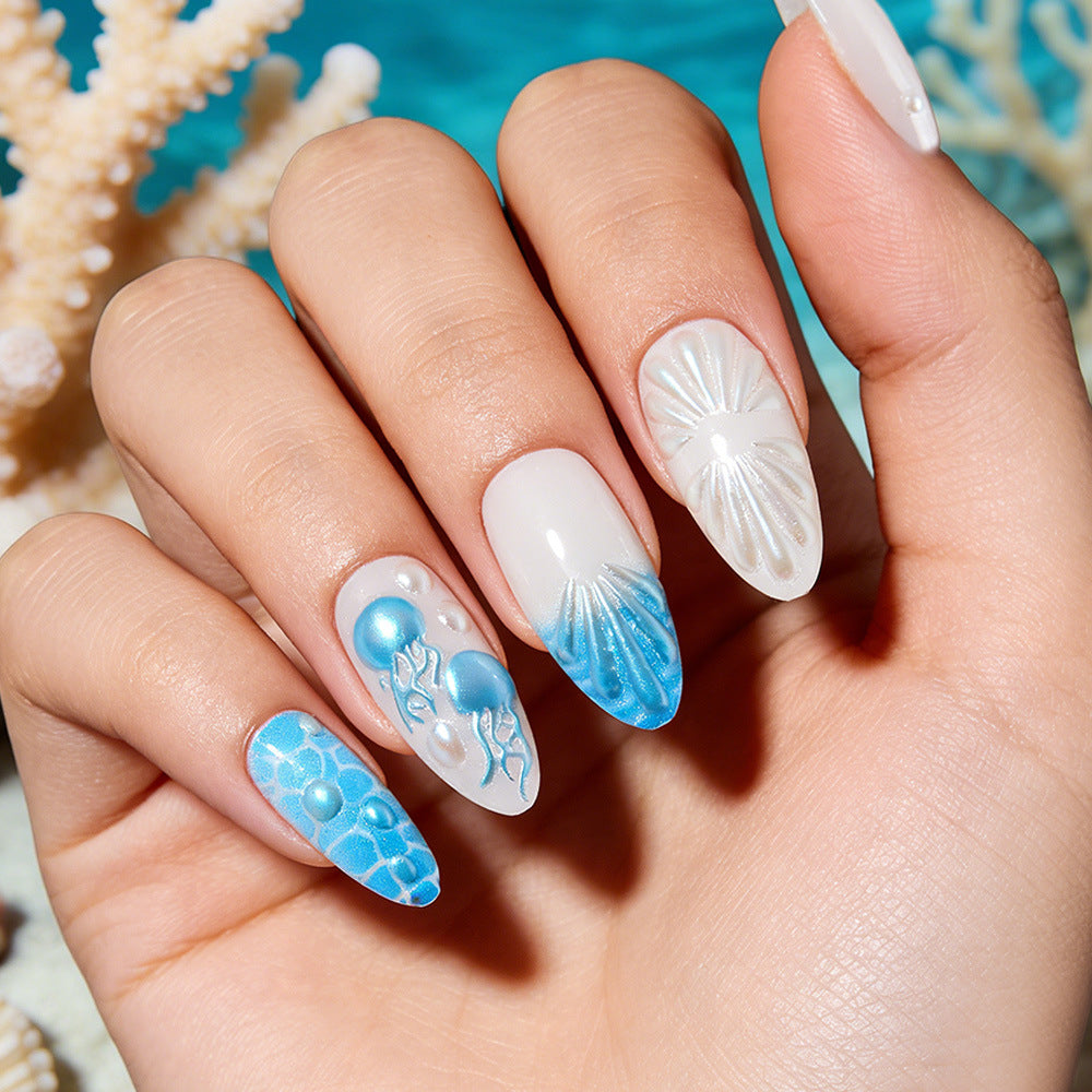 Künstlerisch von Muscheln inspiriertes Nagelkunst-Set Brehn