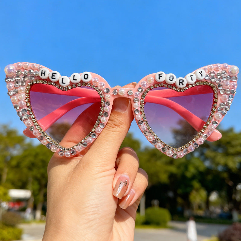 Herzförmige mit Perlen verzierte Sonnenbrille Brehn